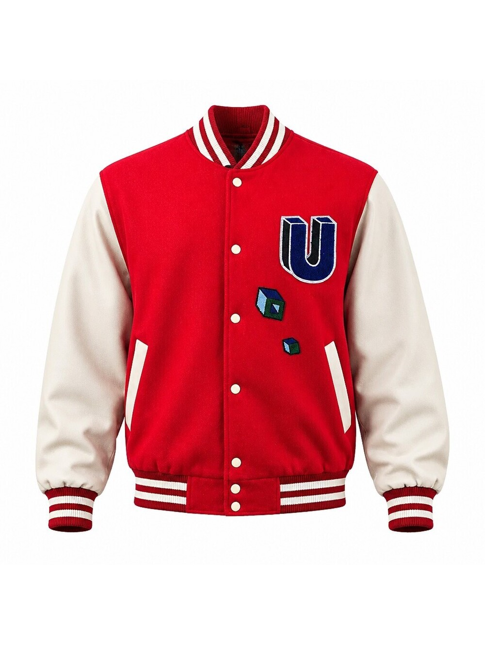 Urban Outfitters Men's Varsity Jacket Red and White Large New with Tags